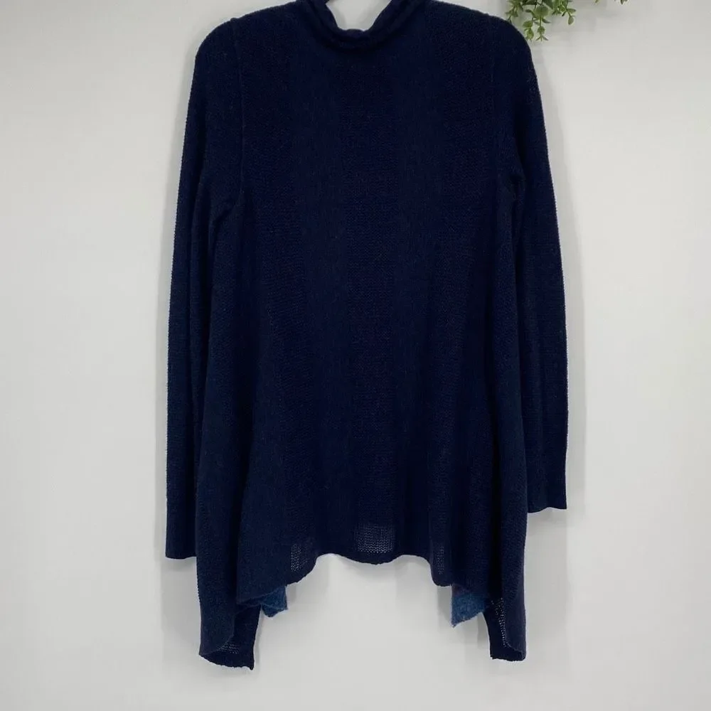 Anthropologie Fiets‎ Voor Long Waterfall Open Front Cardigan Alpaca Wool Navy S